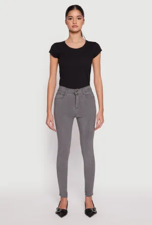 Acid Wash Twill Skinny Leg Pants