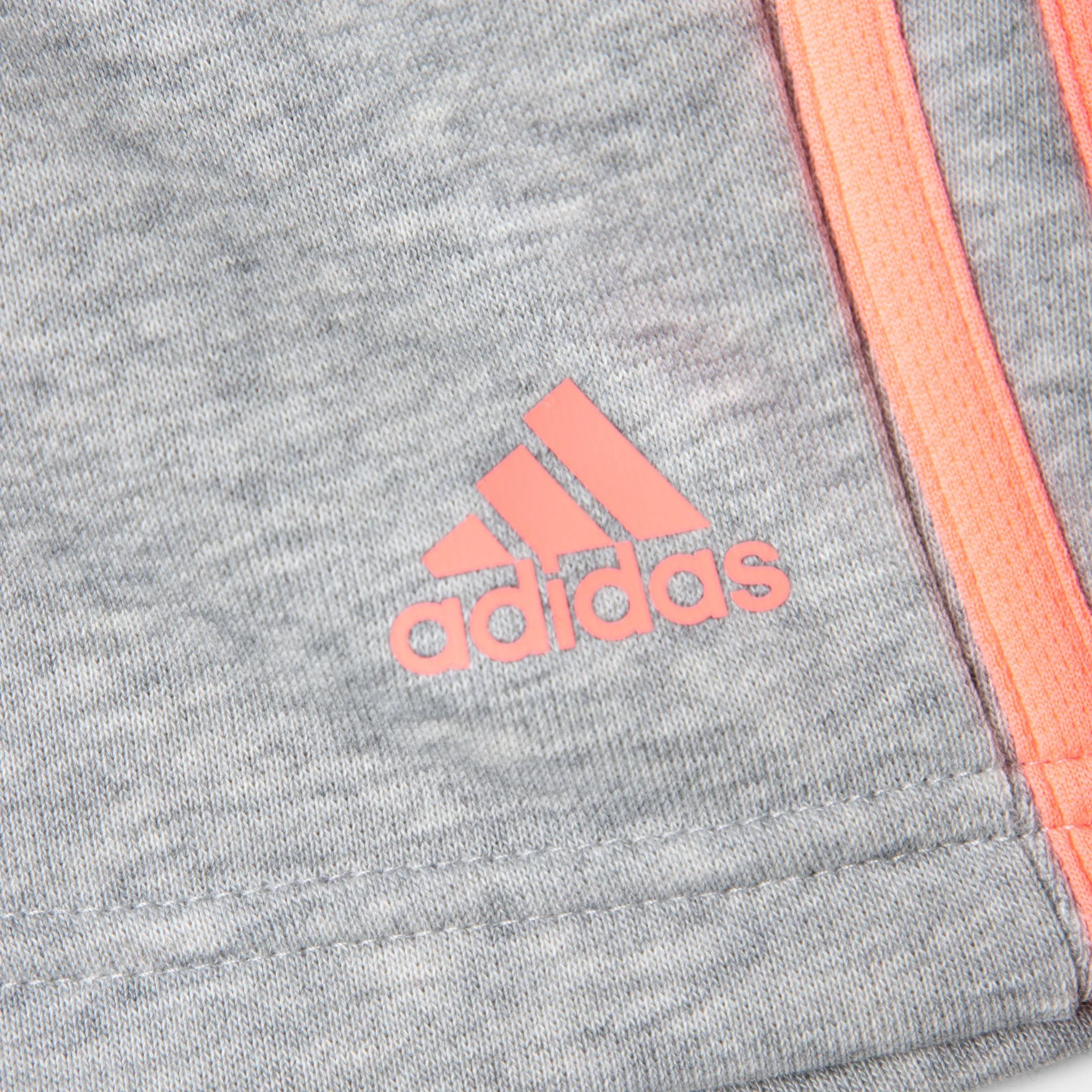 adidas Junior Girls' Essentials 3-Stripes Shorts Medium Grey Heather / Acid Red