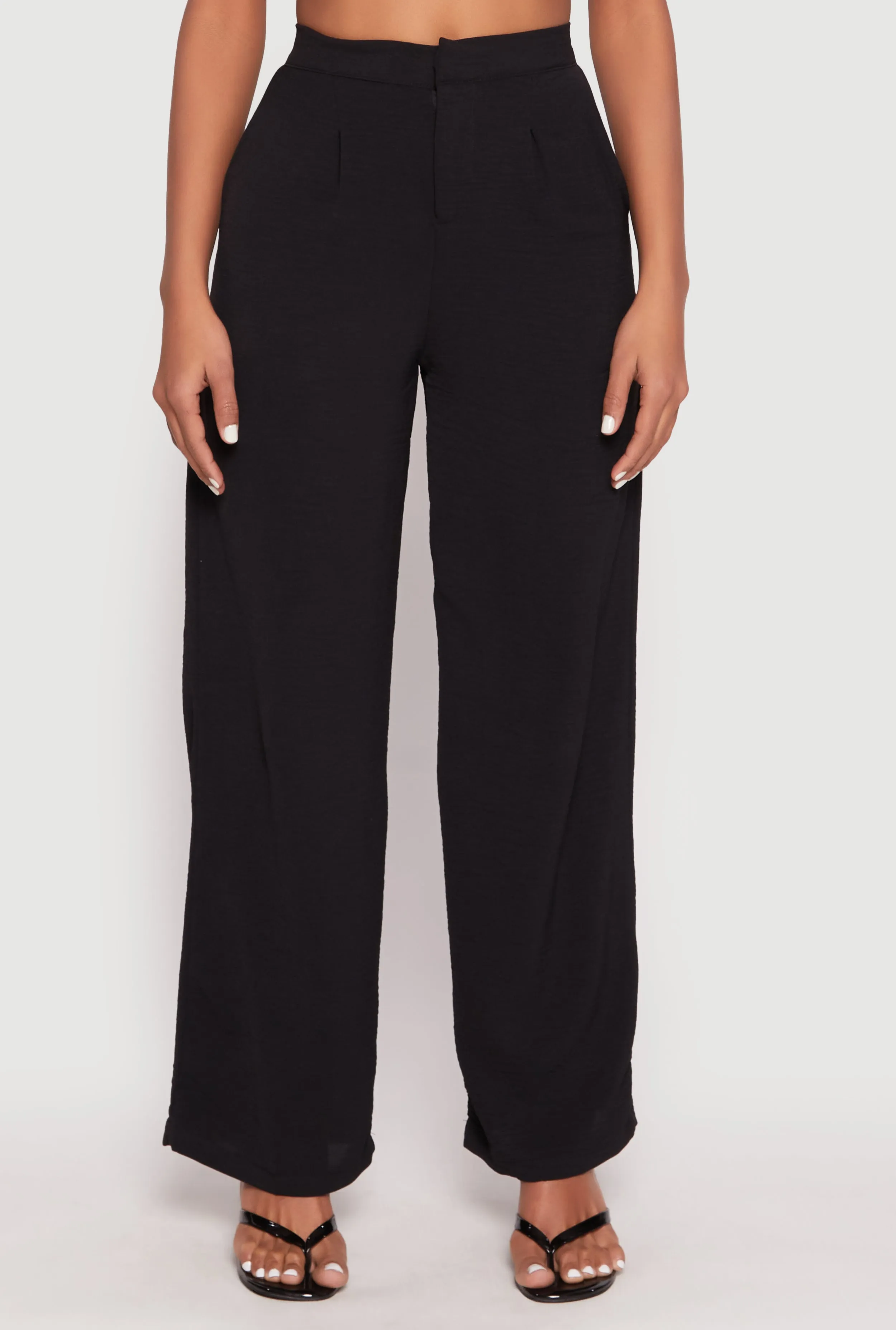 Airy Crepe Knit Wide Leg Dress Pants