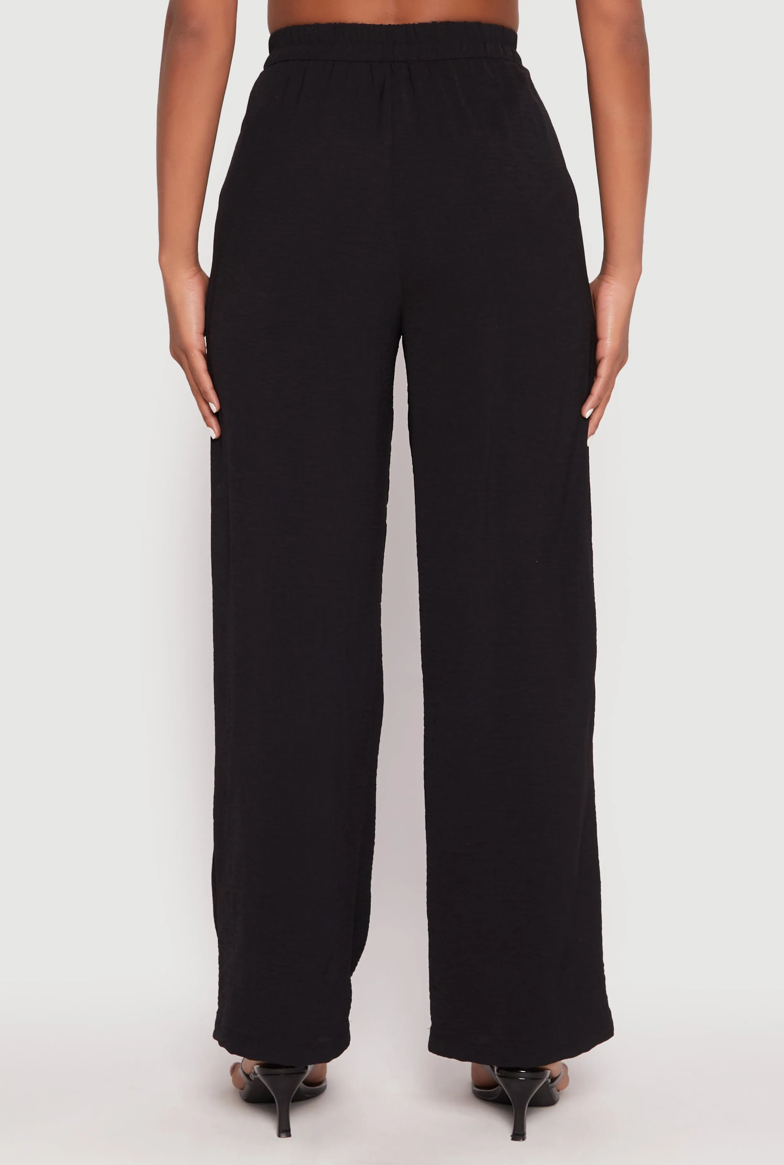Airy Crepe Knit Wide Leg Dress Pants