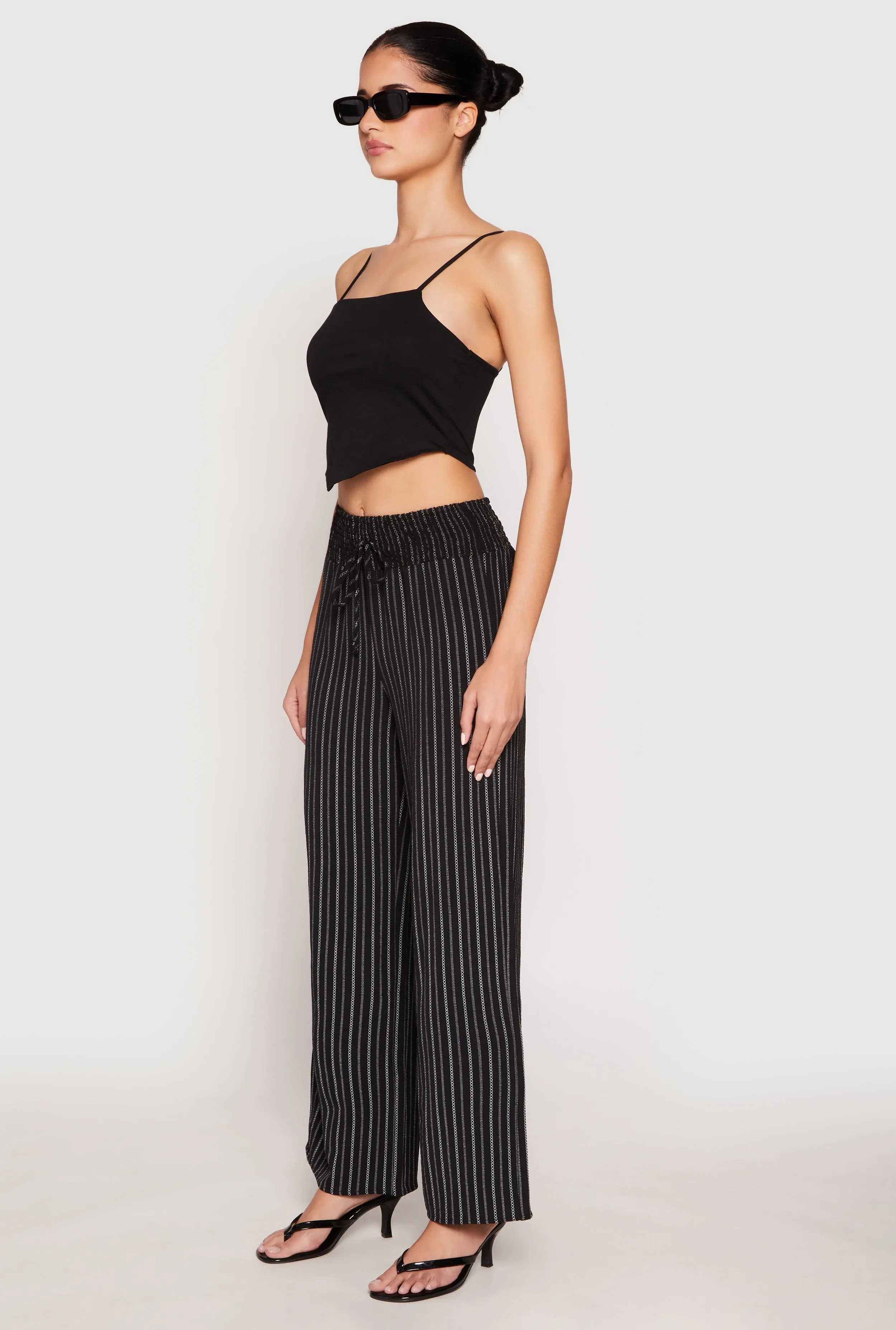 Airy Striped Wide Leg Pants