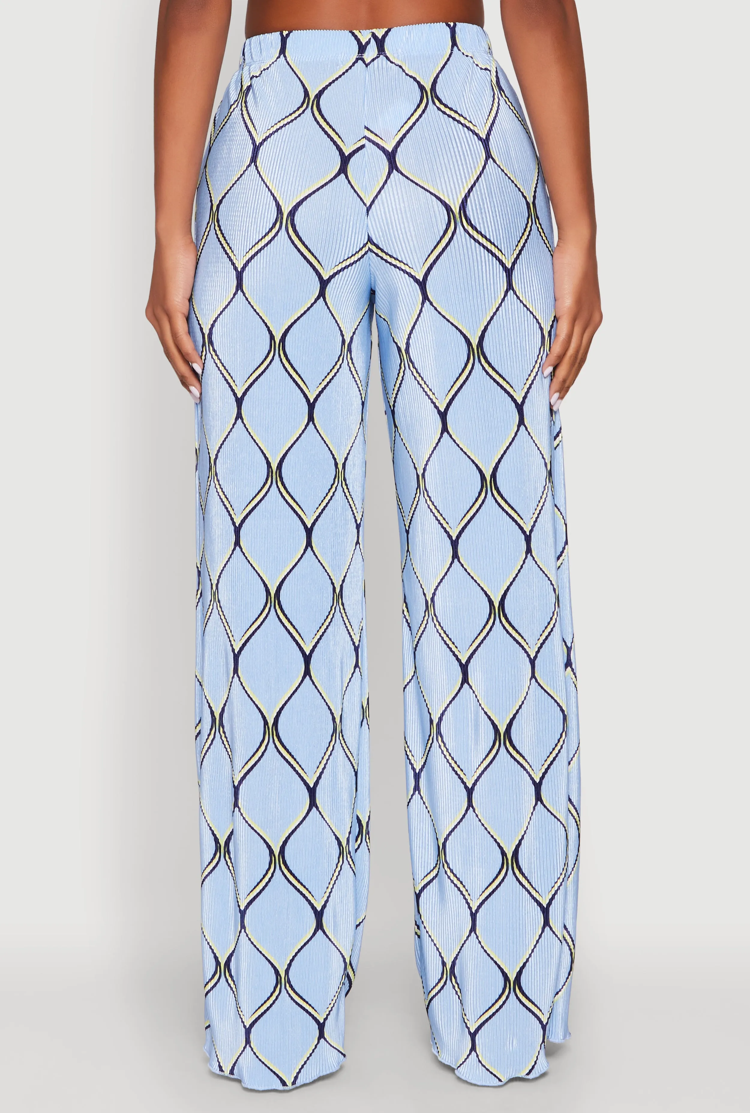 Almost Famous Printed Plisse Wide Leg Pants