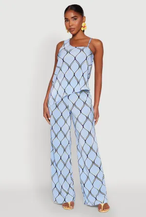 Almost Famous Printed Plisse Wide Leg Pants