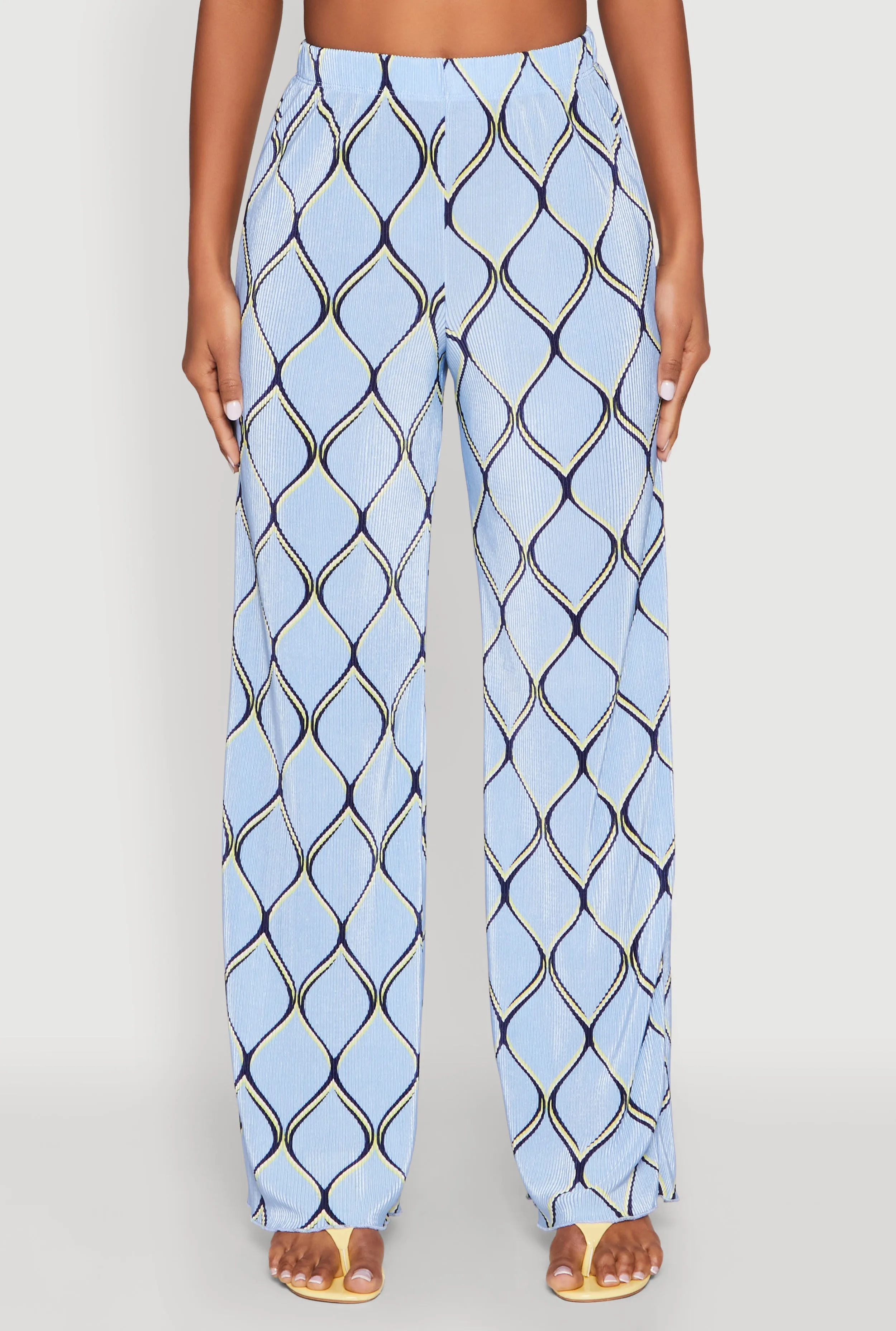 Almost Famous Printed Plisse Wide Leg Pants