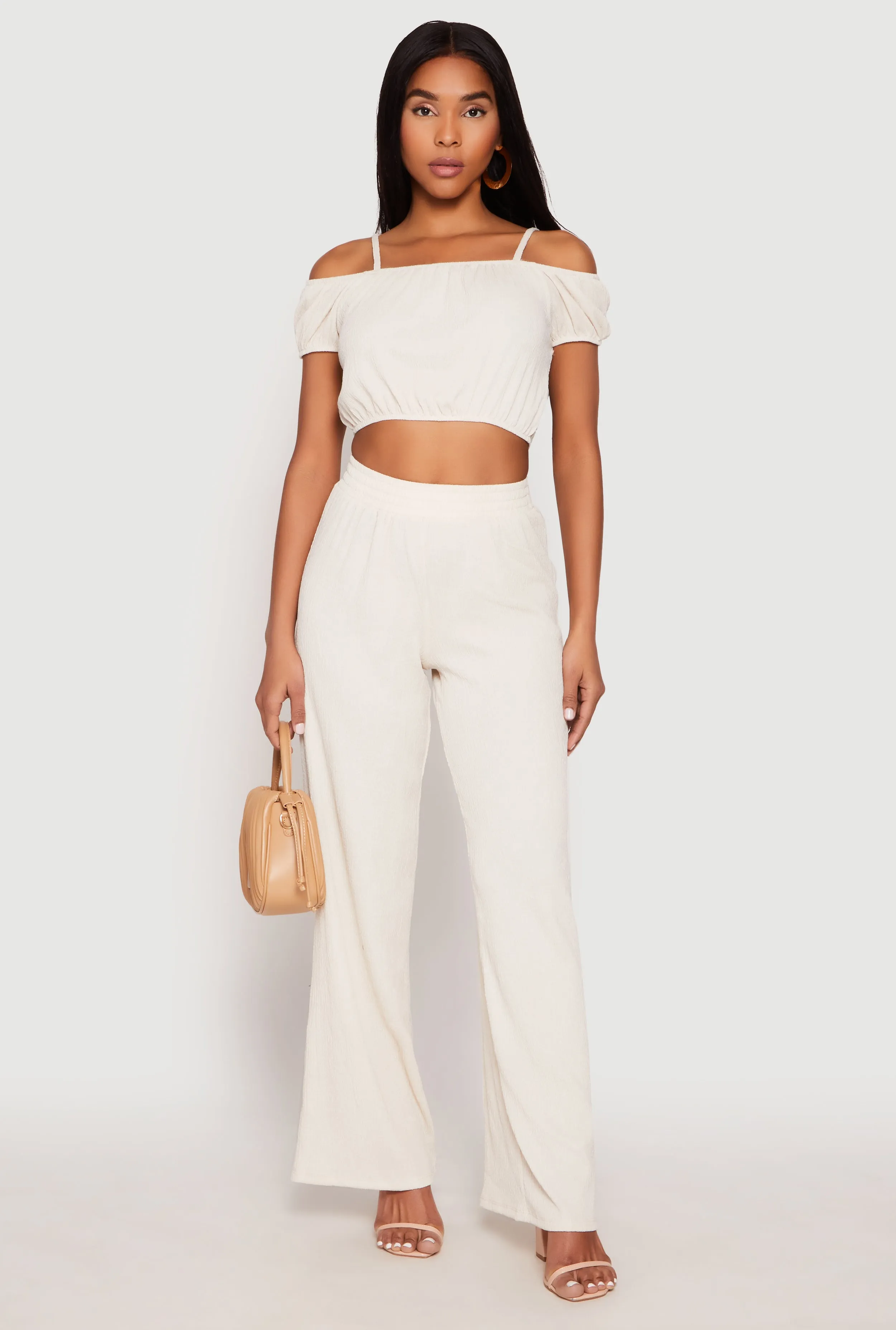 Almost Famous Textured Knit Wide Leg Pants