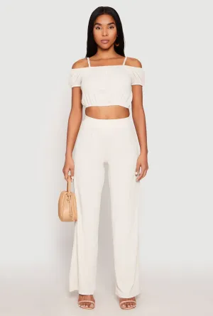 Almost Famous Textured Knit Wide Leg Pants