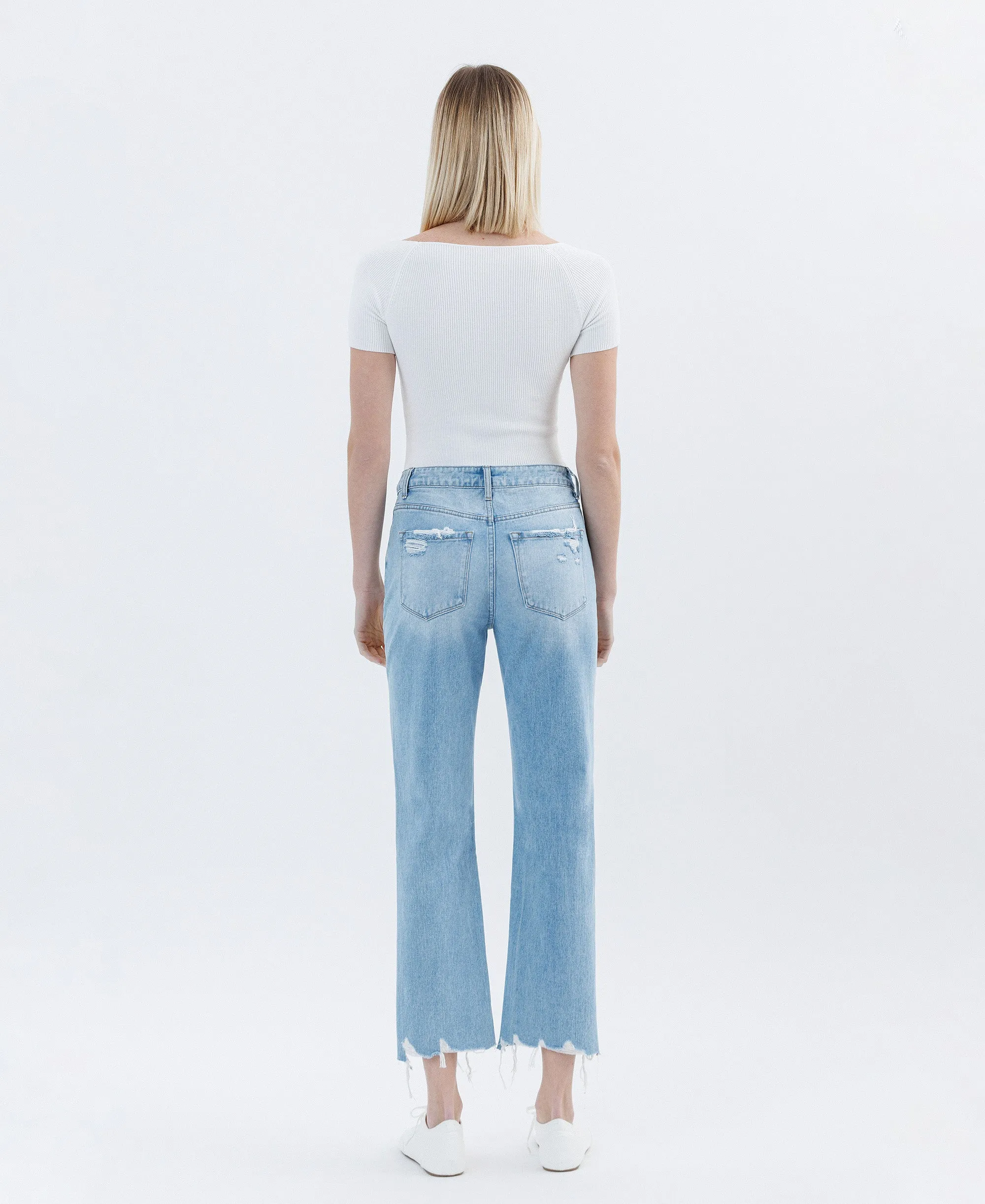 Angie - High Rise Rigid Crop Straight Jeans