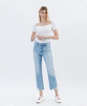 Angie - High Rise Rigid Crop Straight Jeans