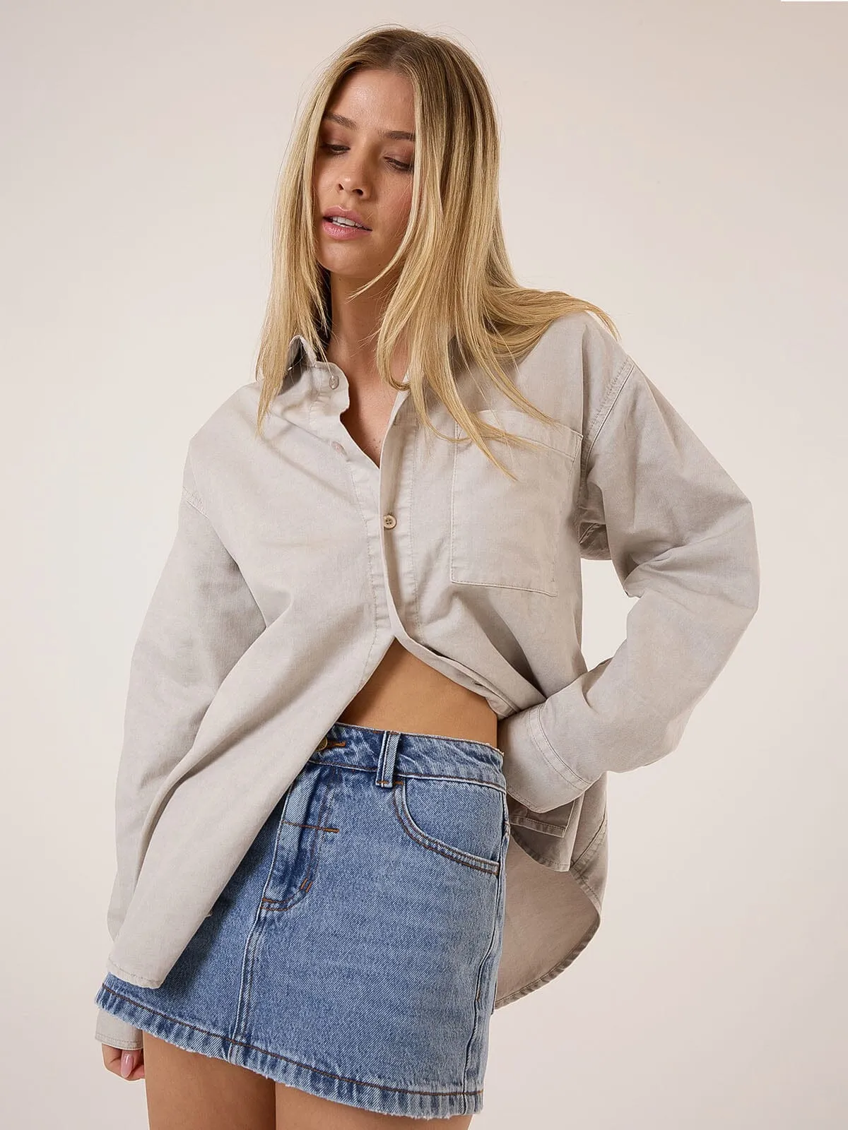 Austin Denim Shirt - Oyster Grey
