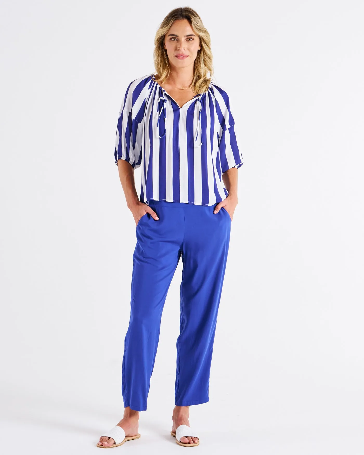 Betty Basics Camilla Blouse Blue Stripe