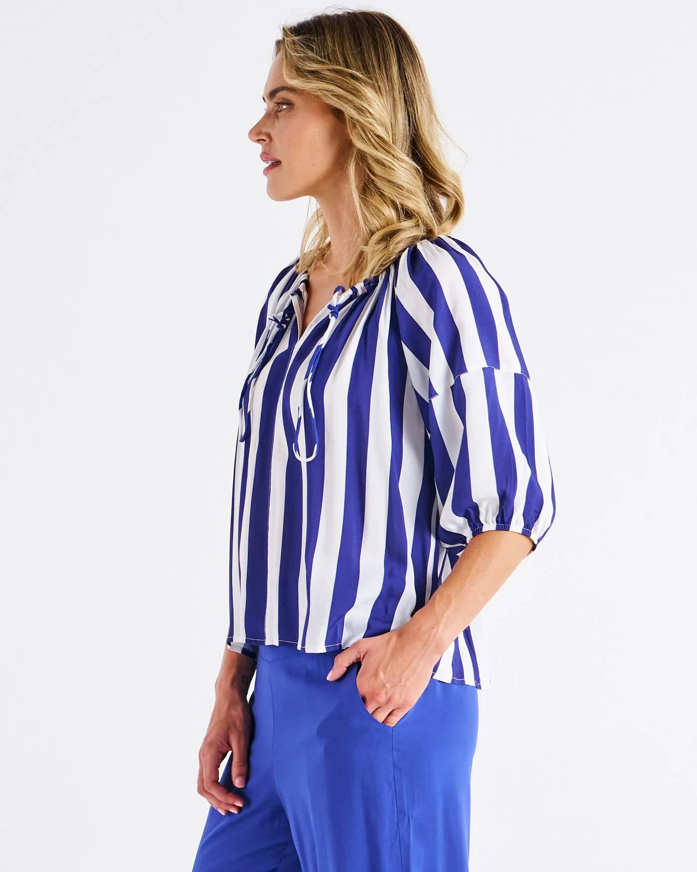 Betty Basics Camilla Blouse Blue Stripe