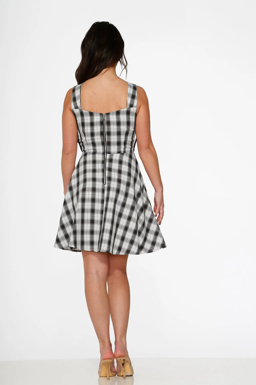 Black & White Plaid Swing Dress