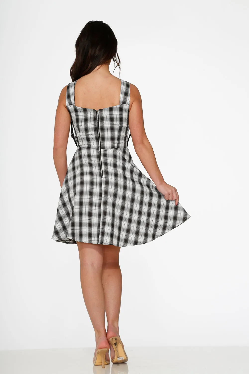 Black & White Plaid Swing Dress