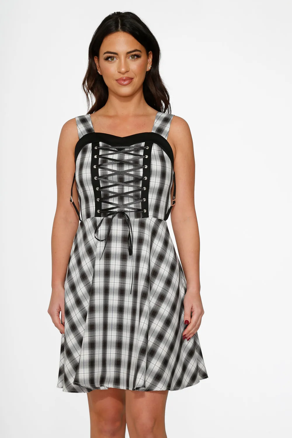 Black & White Plaid Swing Dress