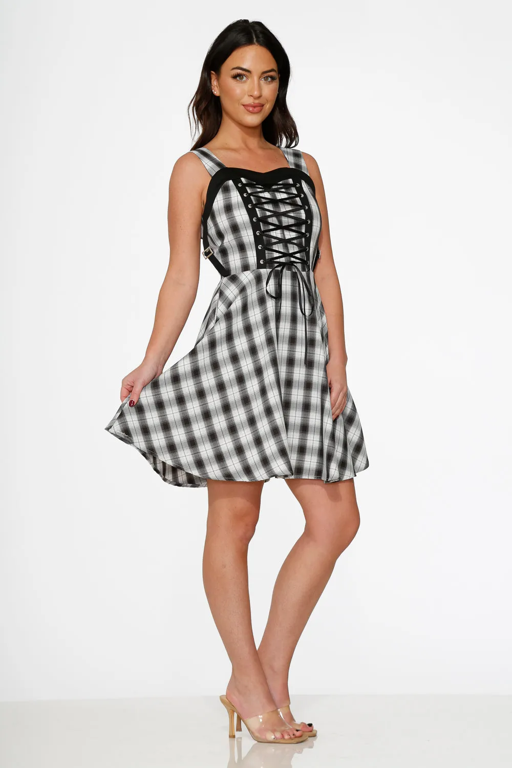 Black & White Plaid Swing Dress