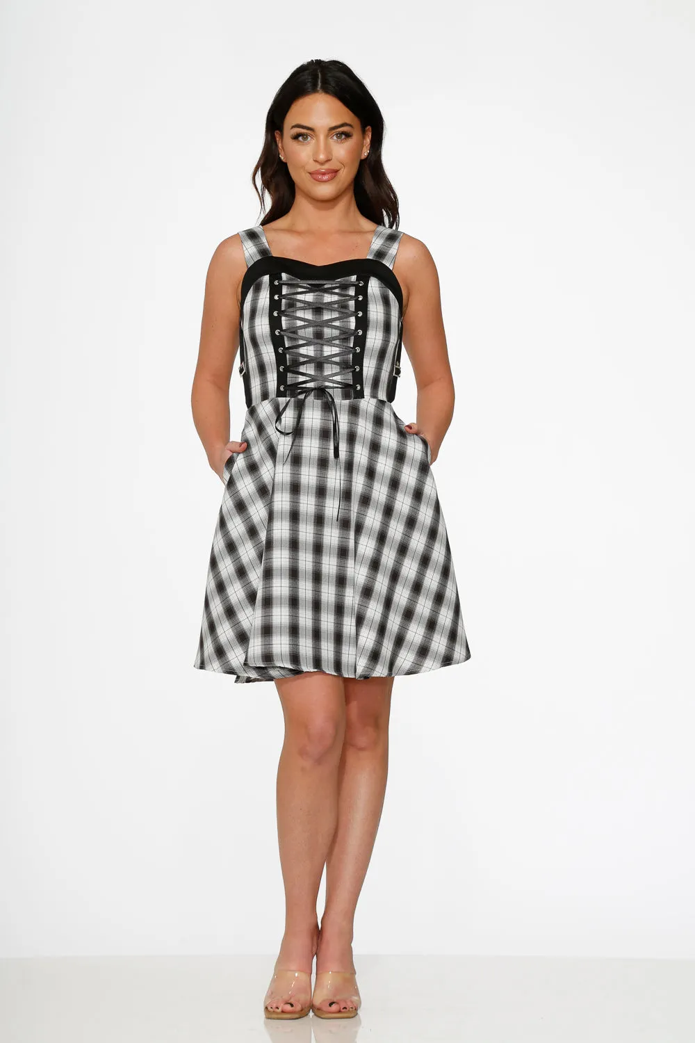 Black & White Plaid Swing Dress