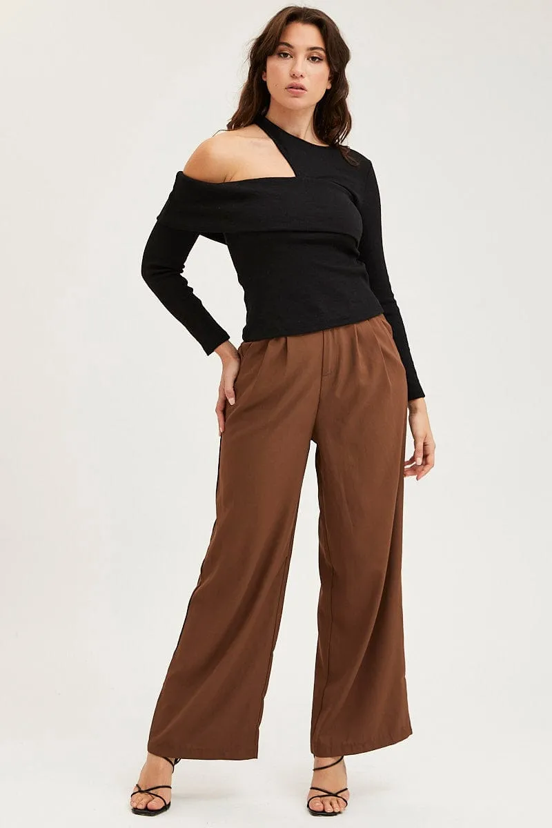 Black Asymmetric Top Long Sleeve