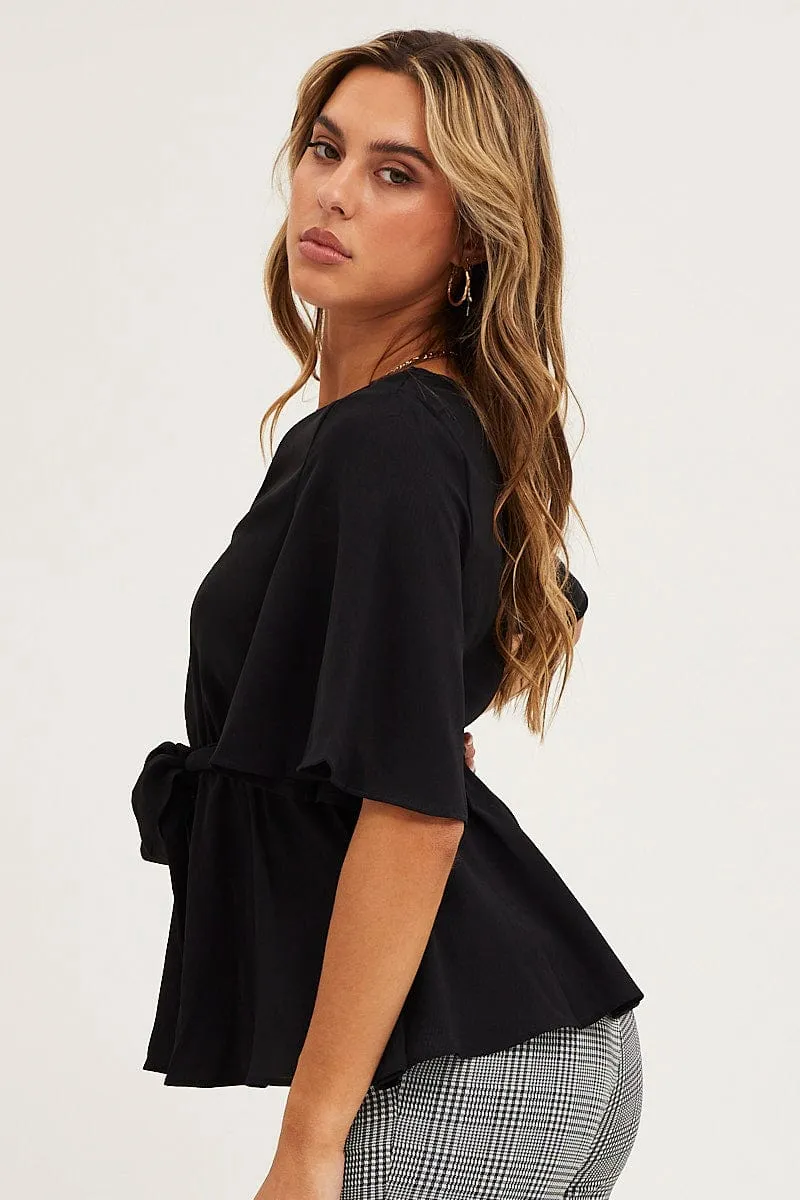 Black Bell Sleeve Top
