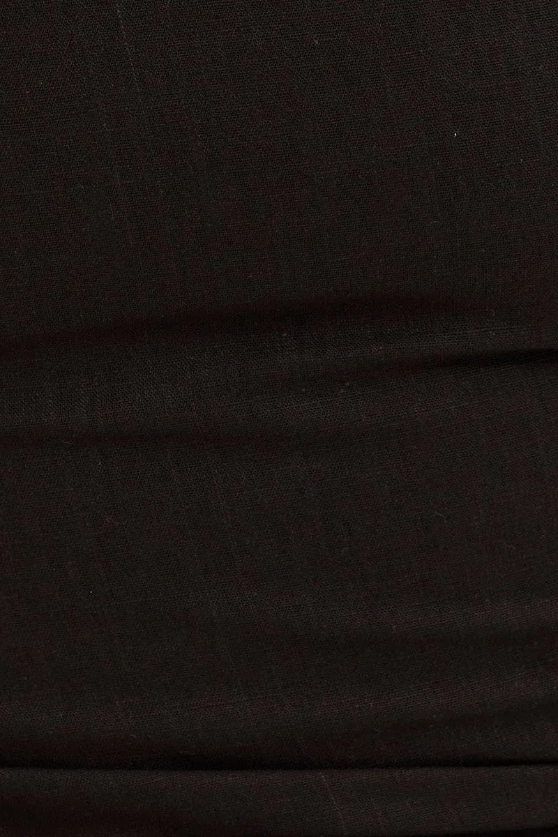 Black Body Con Drawstring Hem Dress
