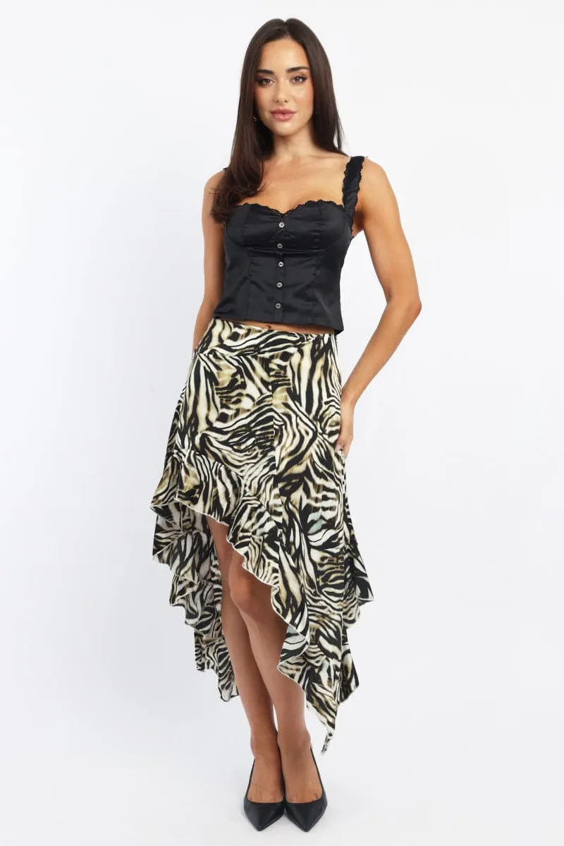Black Corset Top Sleeveless Sweetheart Shirred Satin