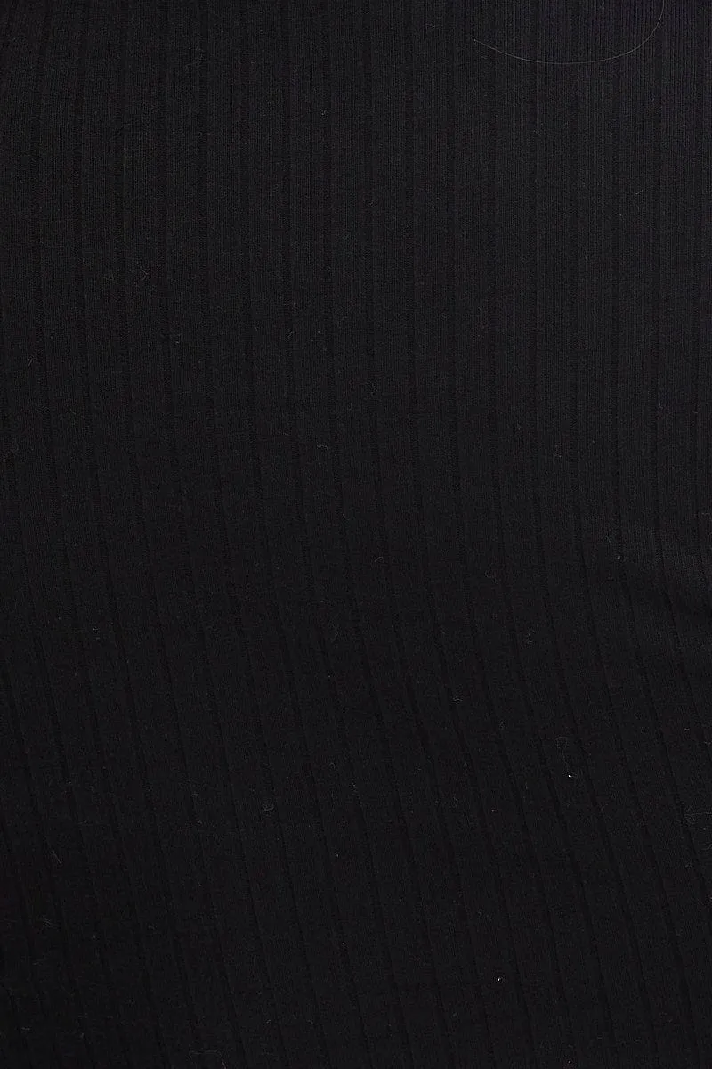 Black Crop Top Long Sleeve Bust Detail