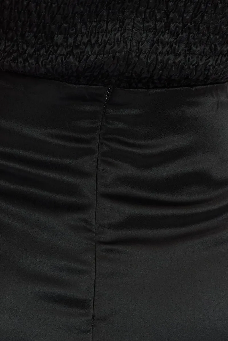 Black Fit And Flare Dress Ribbon Detail