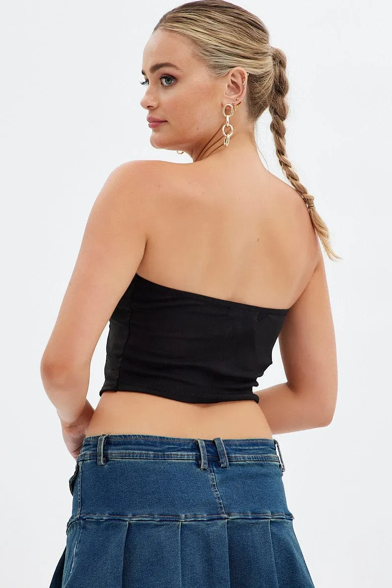 Black Keyhole Bandeau Top Sweetheart