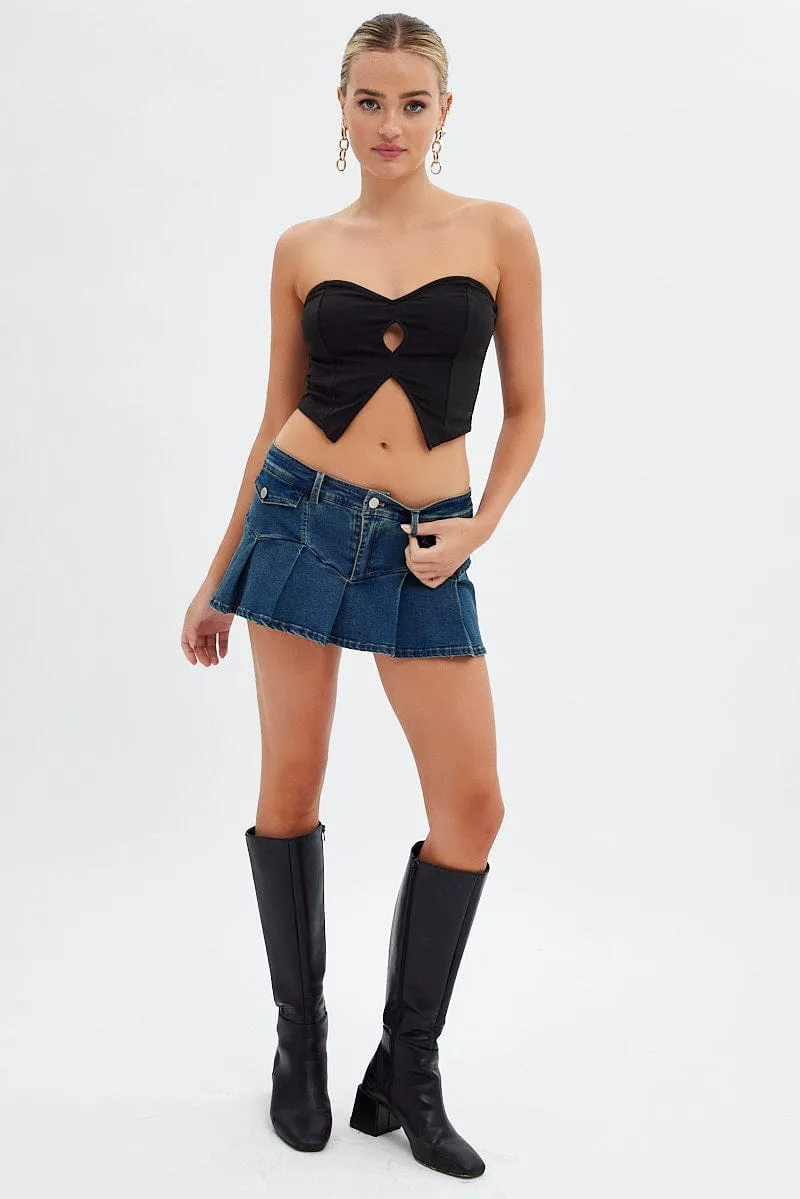 Black Keyhole Bandeau Top Sweetheart
