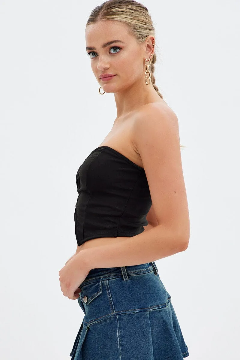 Black Keyhole Bandeau Top Sweetheart