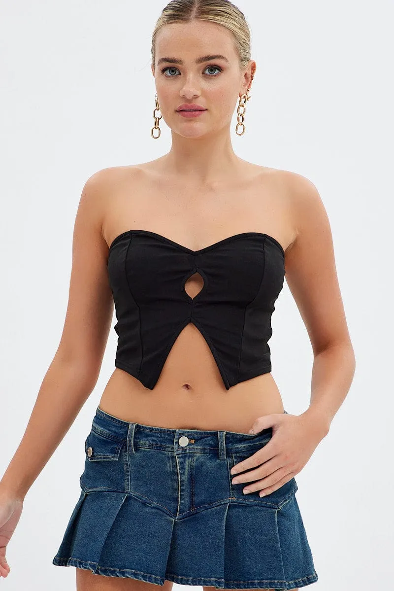 Black Keyhole Bandeau Top Sweetheart