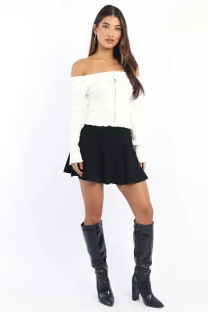 Black Knit Skater Skirt Mini Fit & Flare