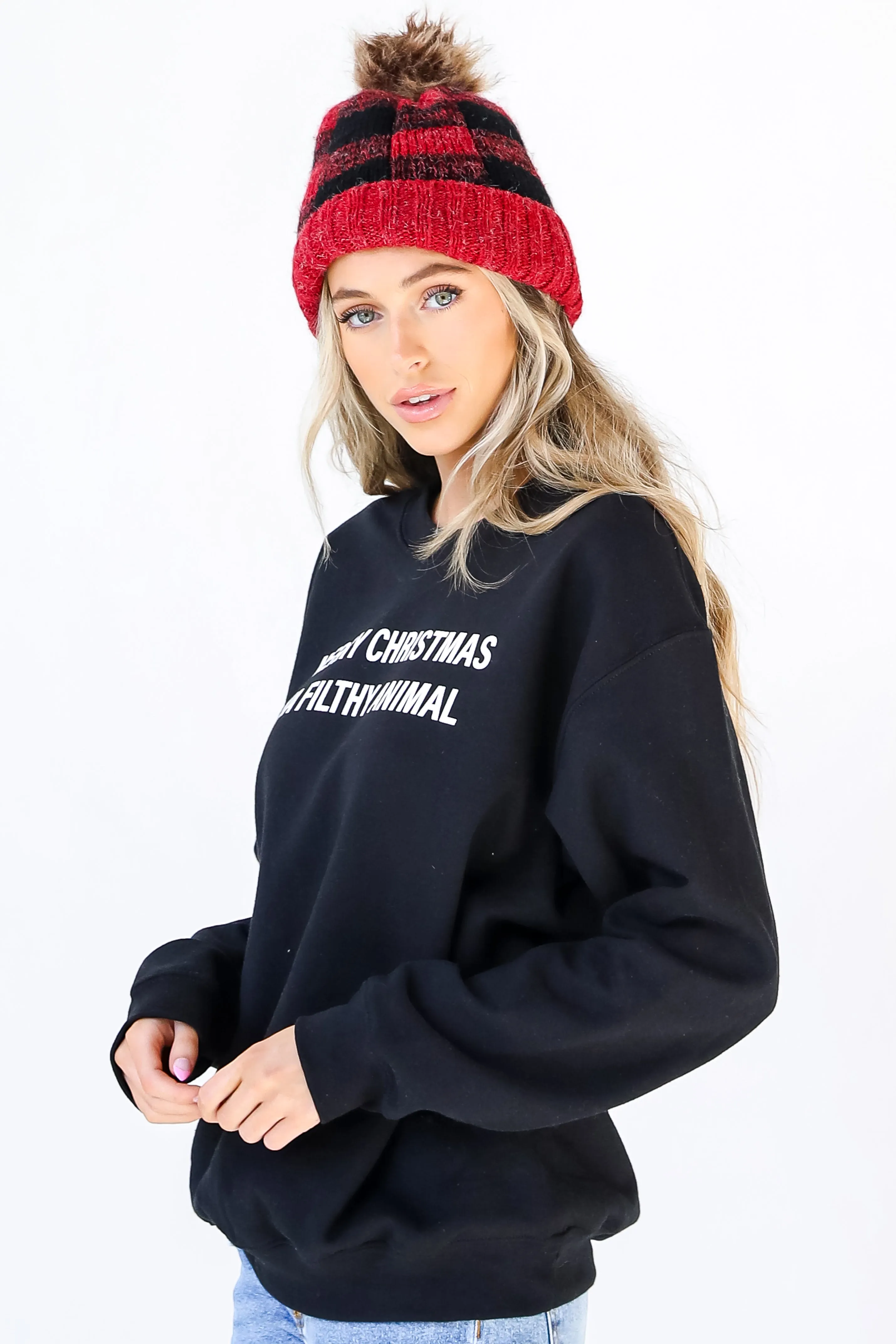 Black Merry Christmas Ya Filthy Animal Sweatshirt