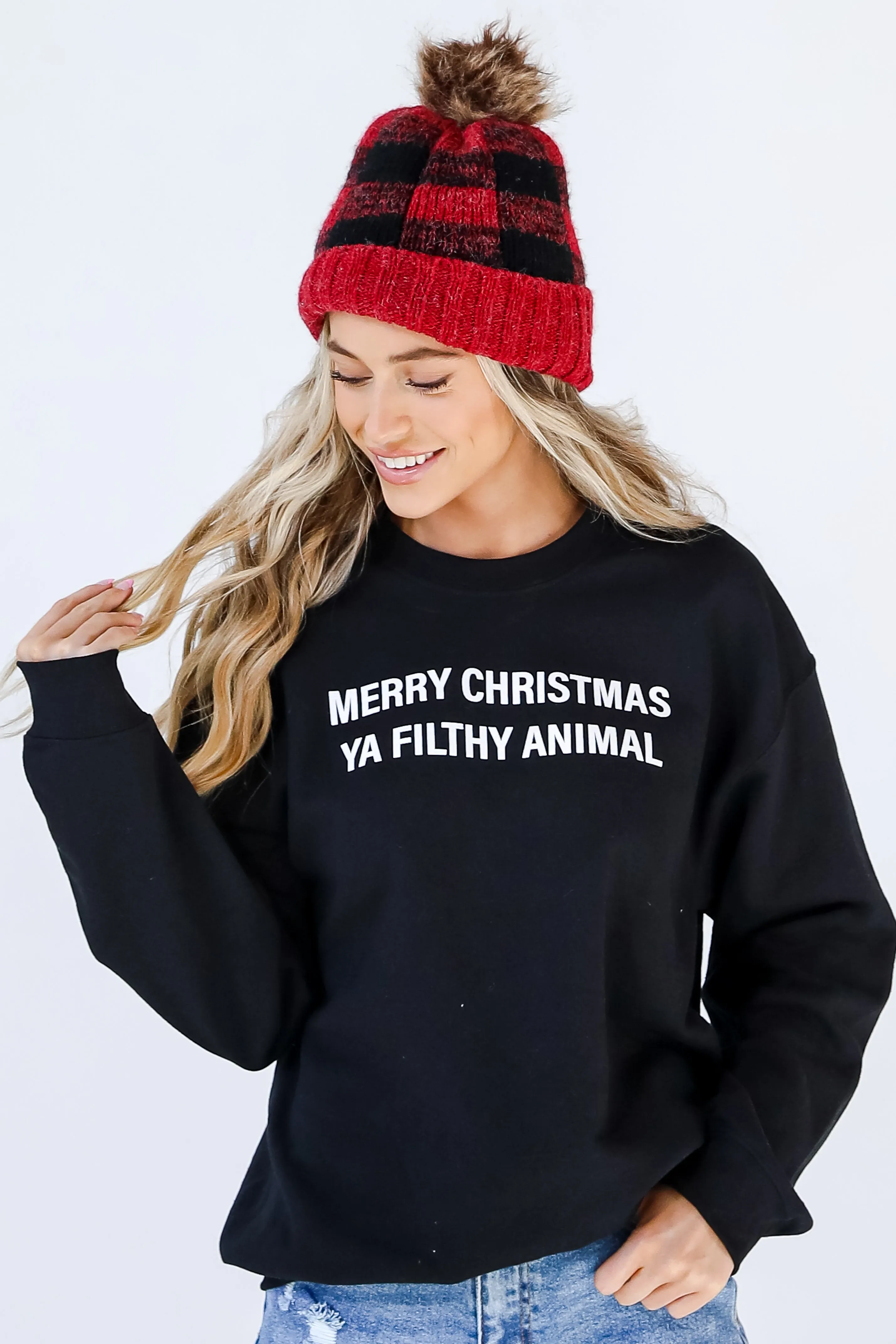 Black Merry Christmas Ya Filthy Animal Sweatshirt