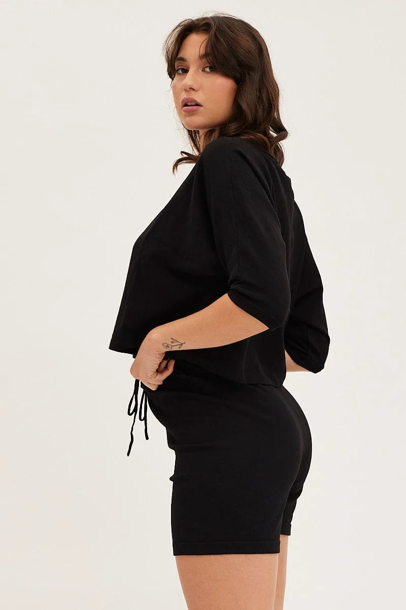Black Oversized Lounge Knit Set