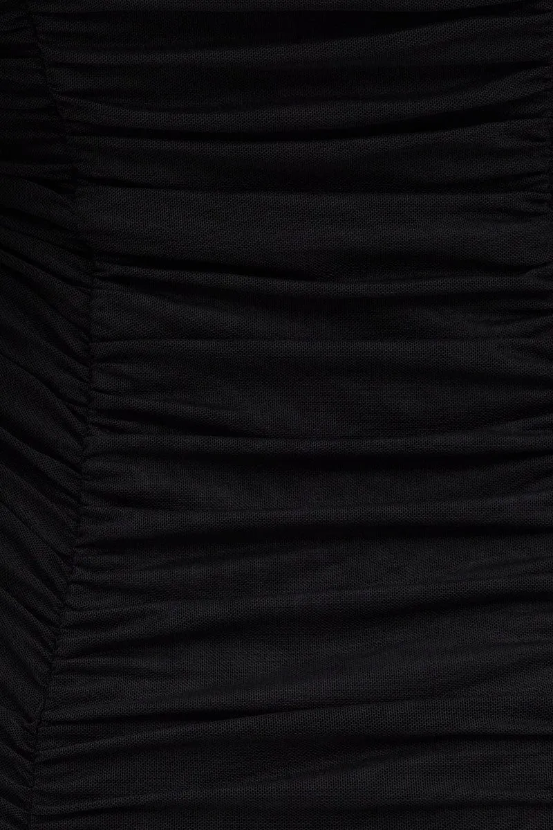 Black Ruched Mini Dress