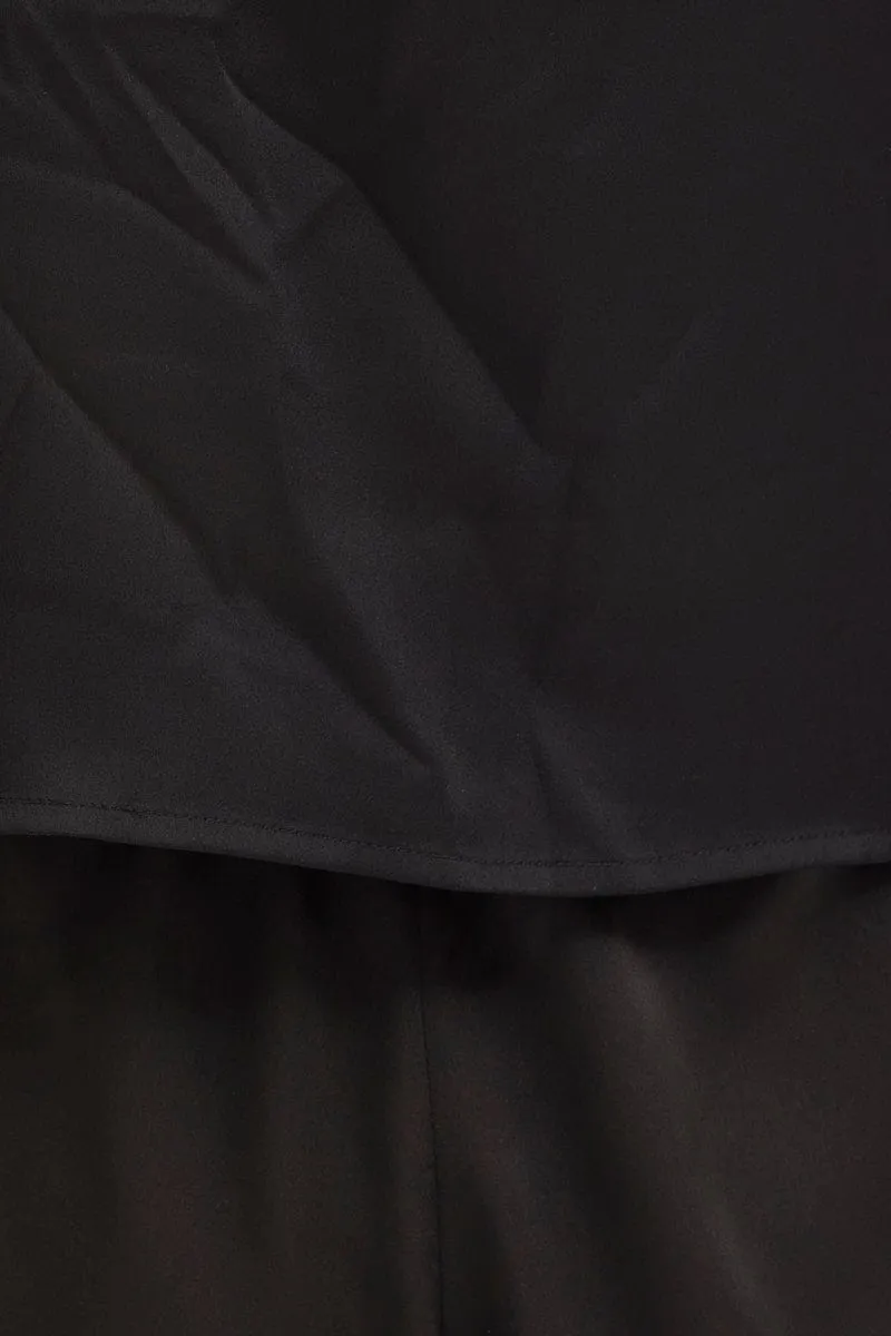 Black Satin Pajamas Set Sleeveless