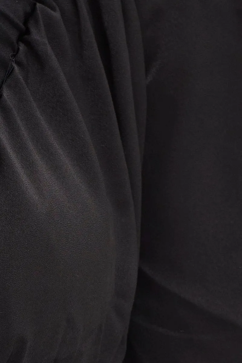 Black Tie Up Top Long Sleeve Crop