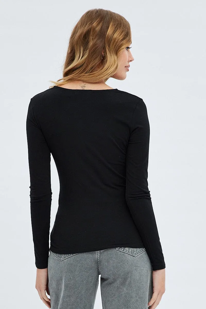 Black Top Long Sleeve Scoop Neck