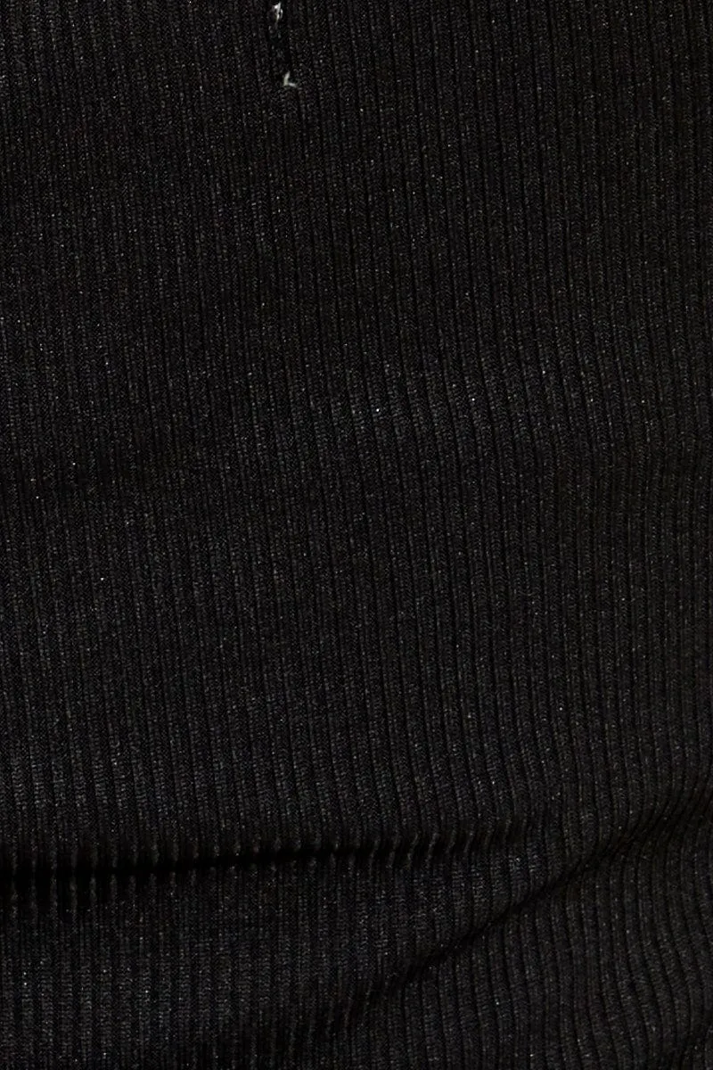 Black Twist Front Ribbed Sleeveless Top