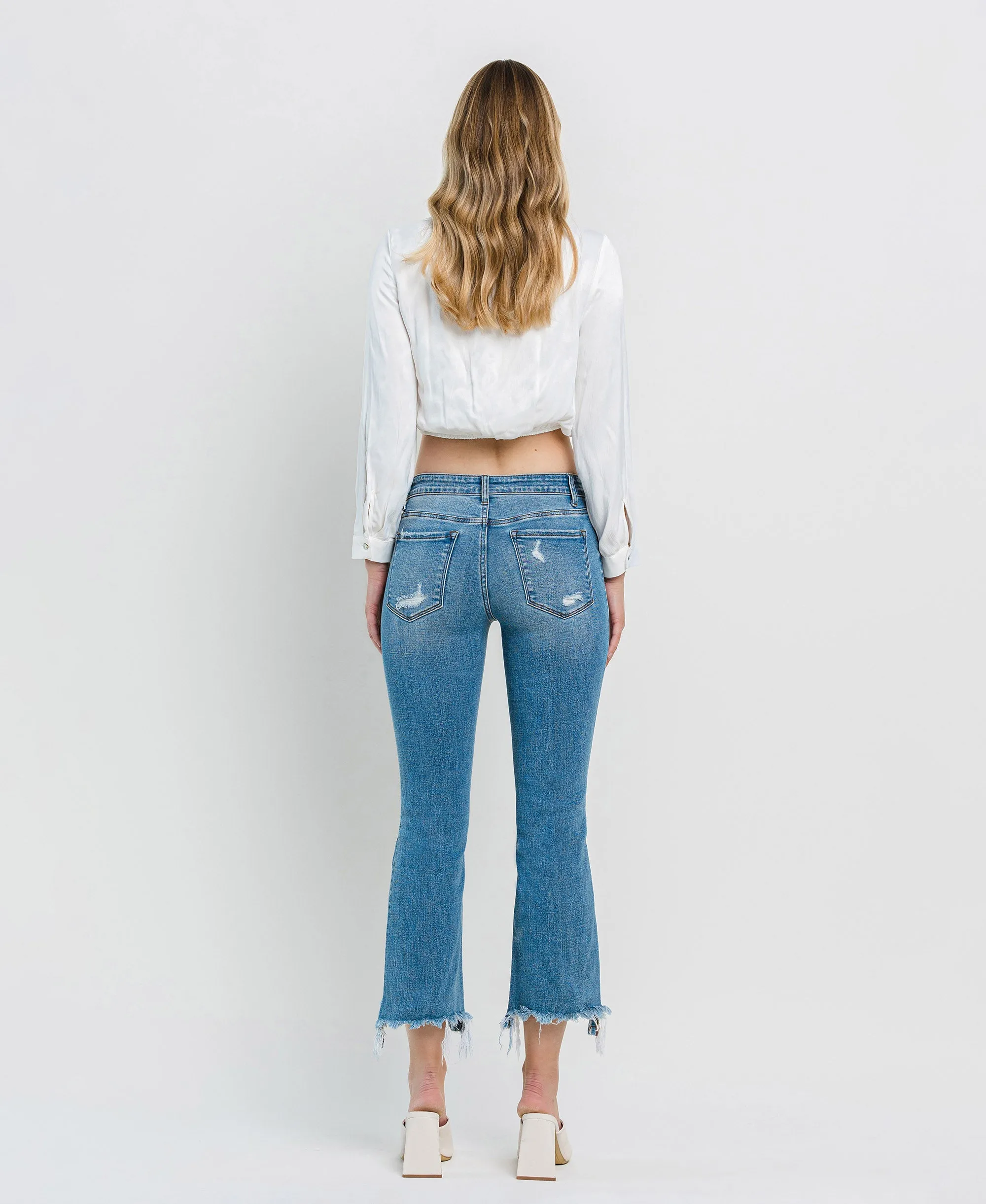 Bletilla - Mid Rise Cropped Flare Denim Jeans