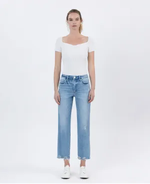 Boatload - High Rise Distressed Hem Crop Straight Jeans