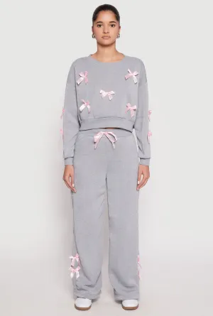 Bow Detail Wide Leg Sweatpants