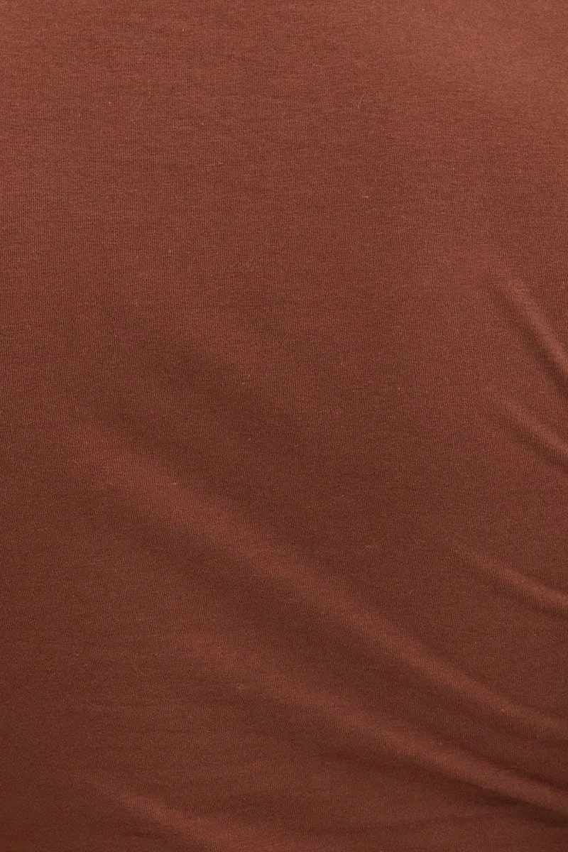 Brown Top Long Sleeve High Neck