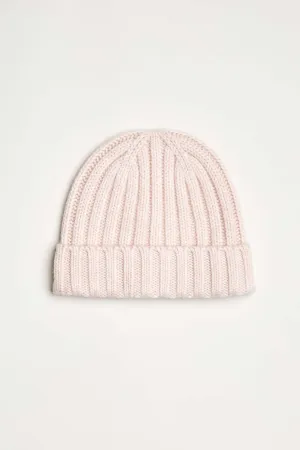 Cashmere Wool Rib Beanie Hat