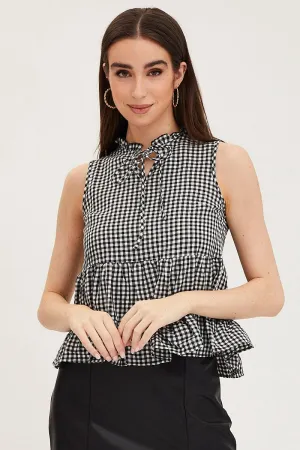 Check Gingham Wrap Top
