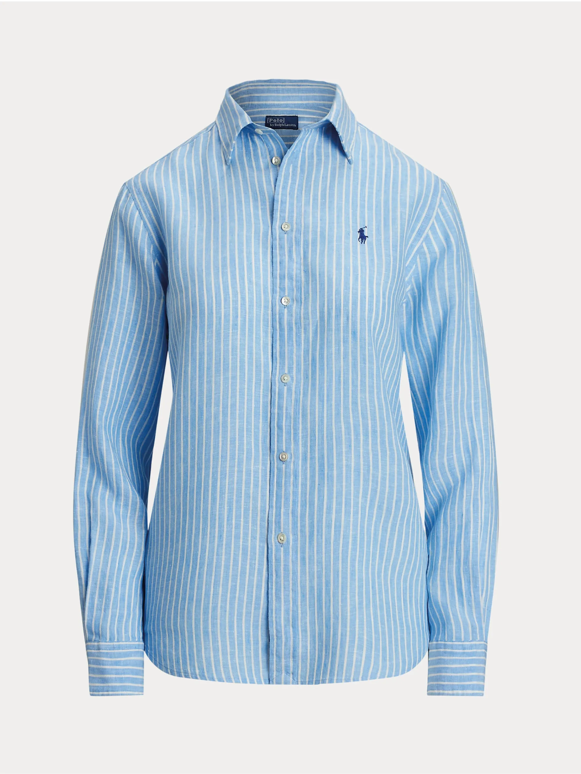 Classic Fit Striped Linen Shirt Blue/White