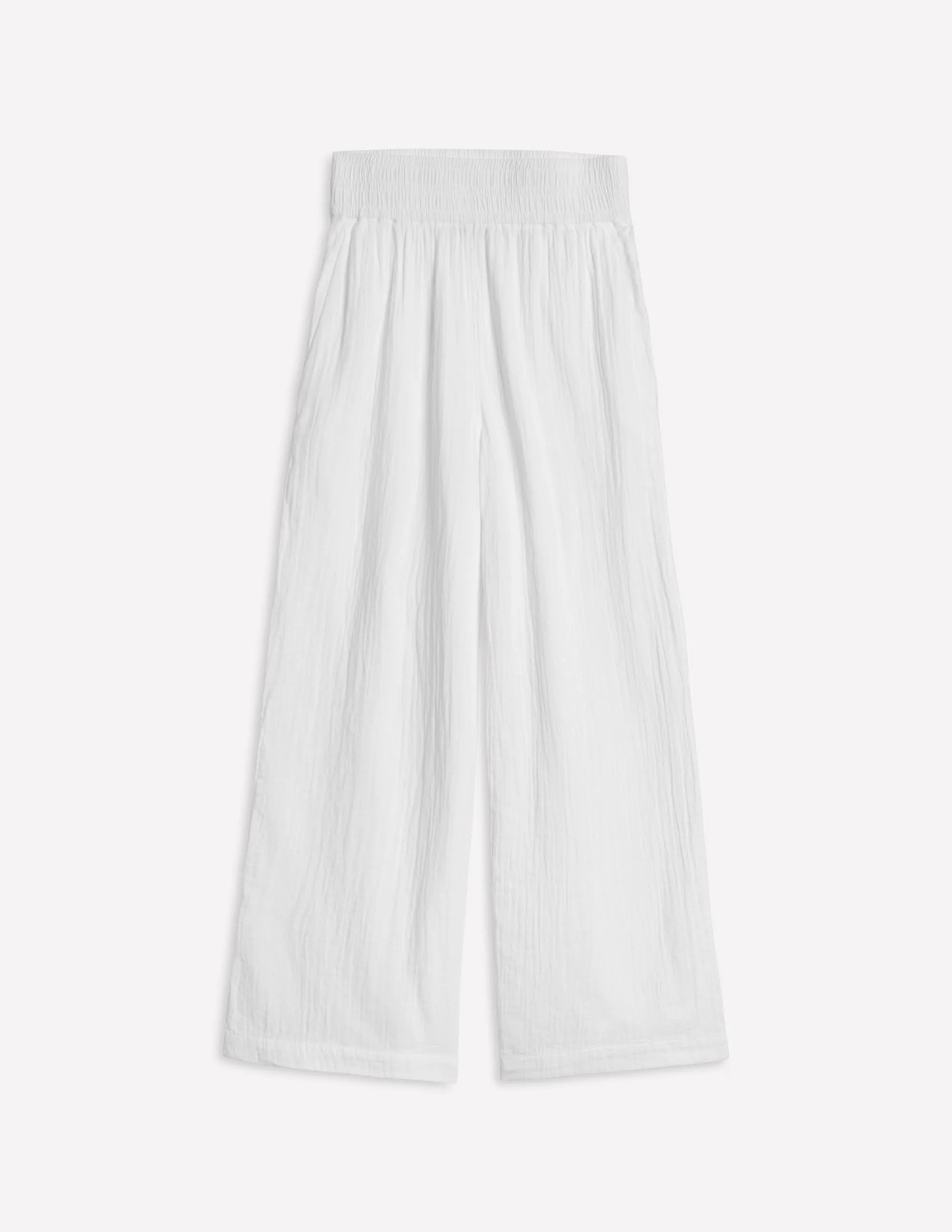 Cropped Double Cloth Trousers-White