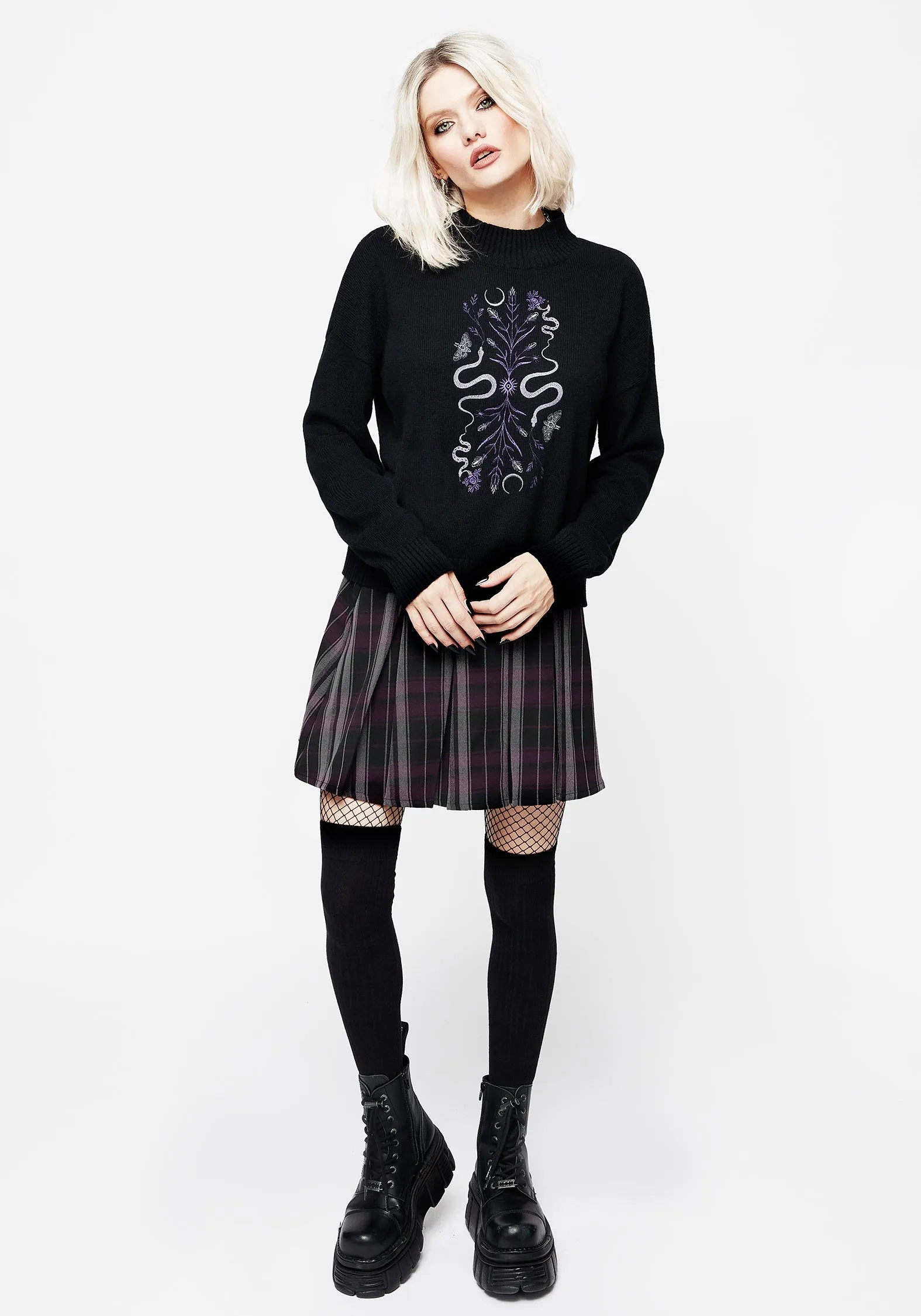 Dominion Snake Embroidered Knit Jumper