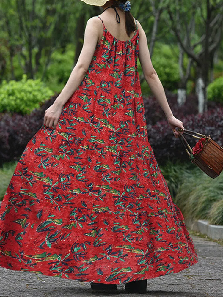 Floral Cotton Dress Green Dress Women