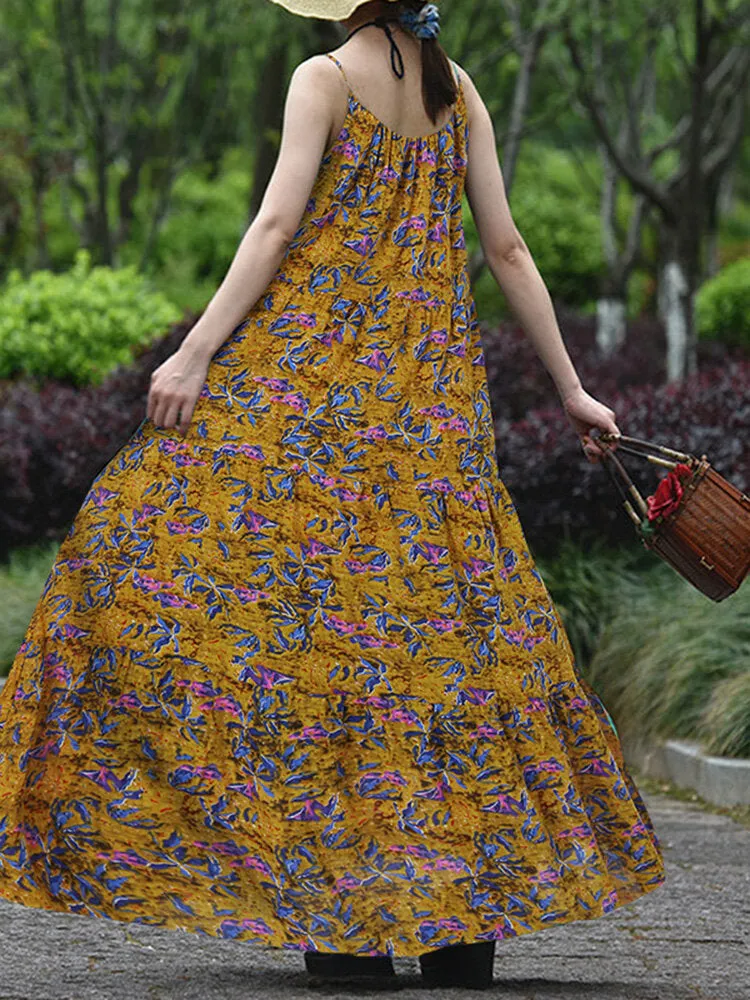 Floral Cotton Dress Green Dress Women